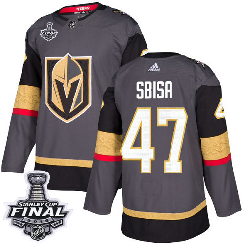 Adidas Golden Knights #47 Luca Sbisa Grey Home Authentic 2018 Stanley Cup Final Stitched Youth NHL Jersey